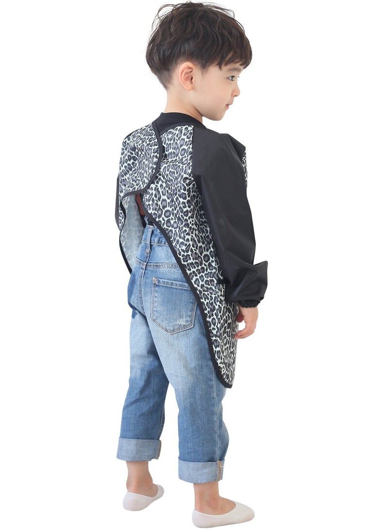 Plie Kids Painting Apron â€“ Waterproof Long Sleeve Art Smock for Toddlers & Preschoolers, Messy Play, Baking, Crafts, Cooking, Sensory Activities (Ages 1â€“10), Black Leopard (32-M) - Image 3